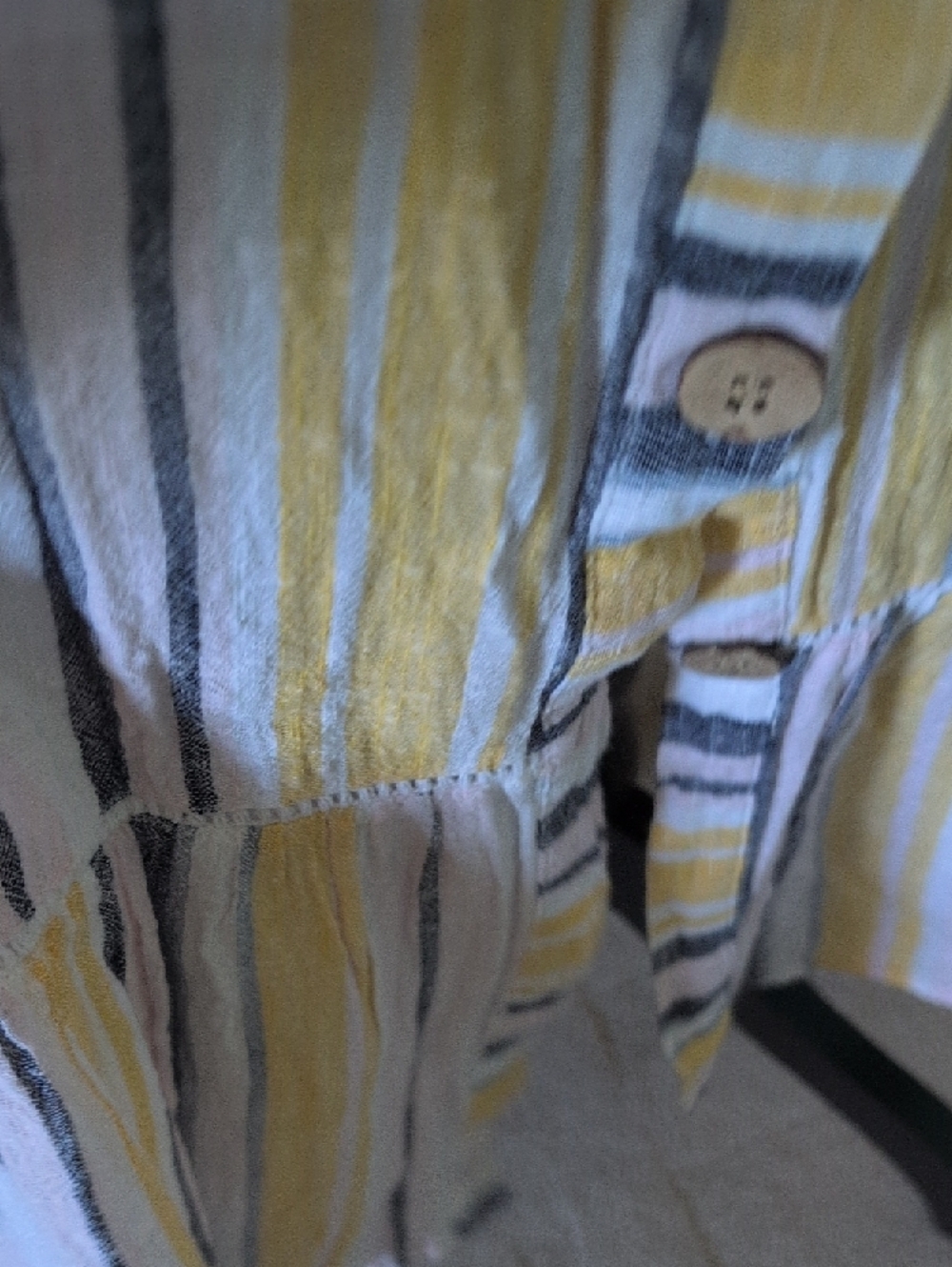 blue island Striped Yellow, Cream & Blue Button-Front Maxi Dress🧚 - Picture 8 of 15